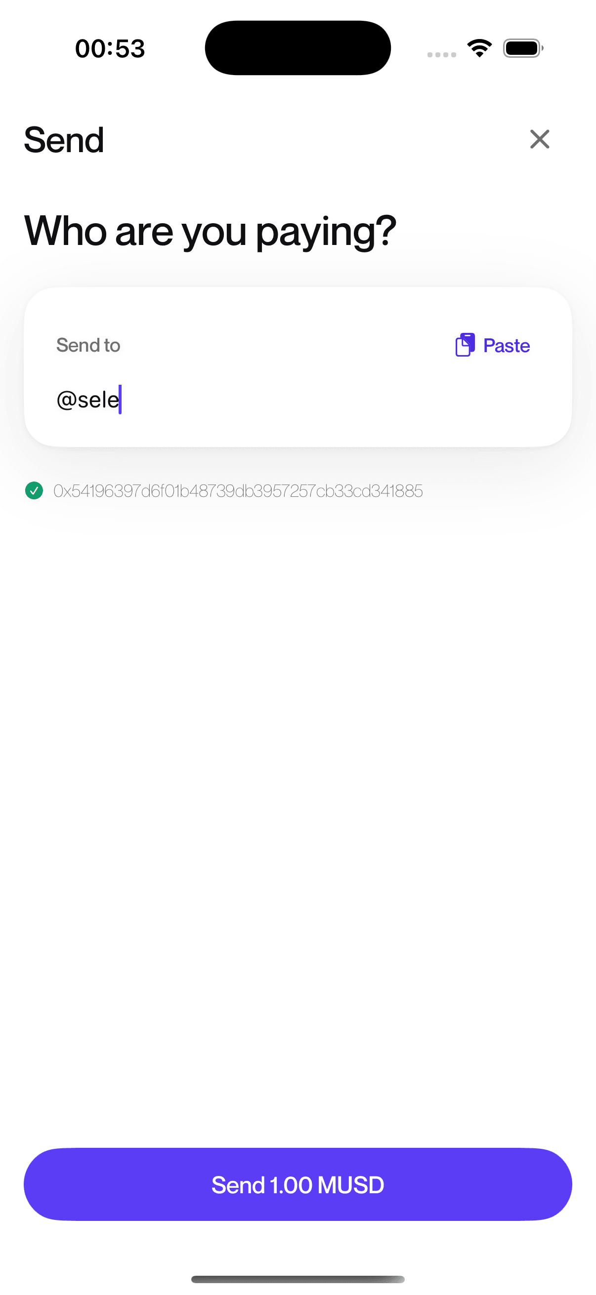Sending MUSD to a handle in Maren